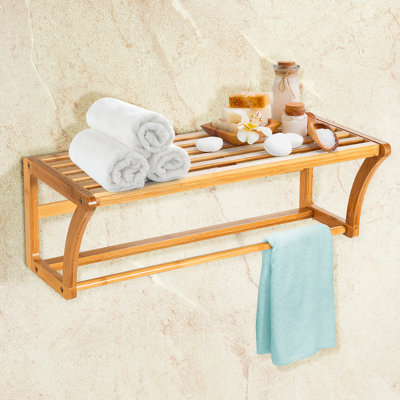 Aitkin Bamboo Accent Shelf with Towel Bar