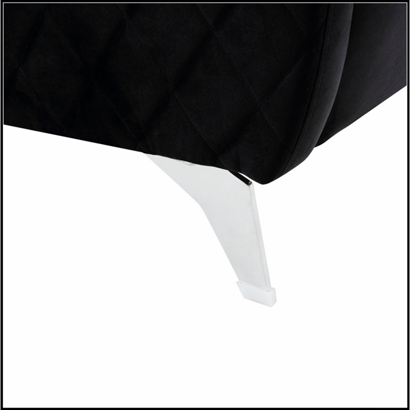 Causeuse moderne chic en velours noir Livia