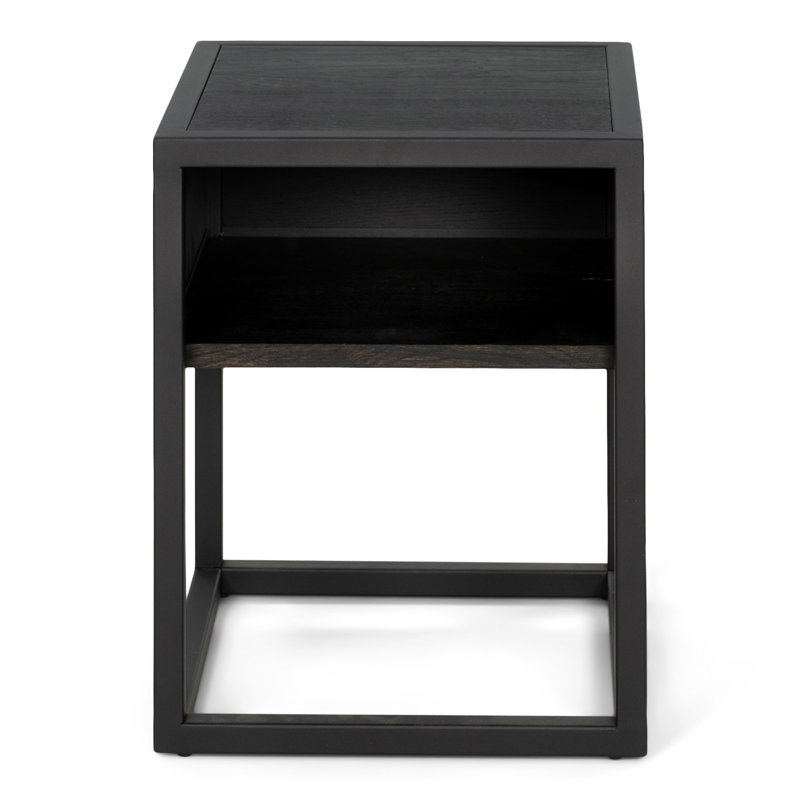 40cm W Steel Bedside Table, Black