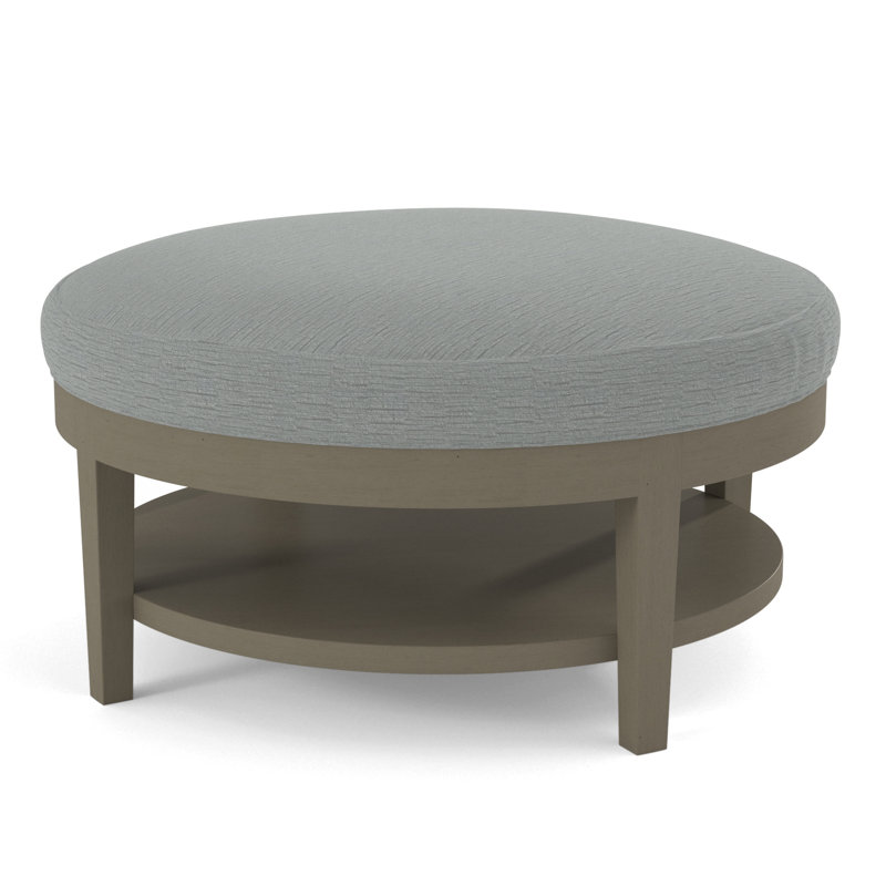 Midtown Upholstered Ottoman, Green and Blue Stripe; 0252-54, Stone Hearth Finish