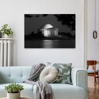 1960S Washington Dc Jefferson Memorial At Night Classic Retro Vintage Architecture Tree Art
