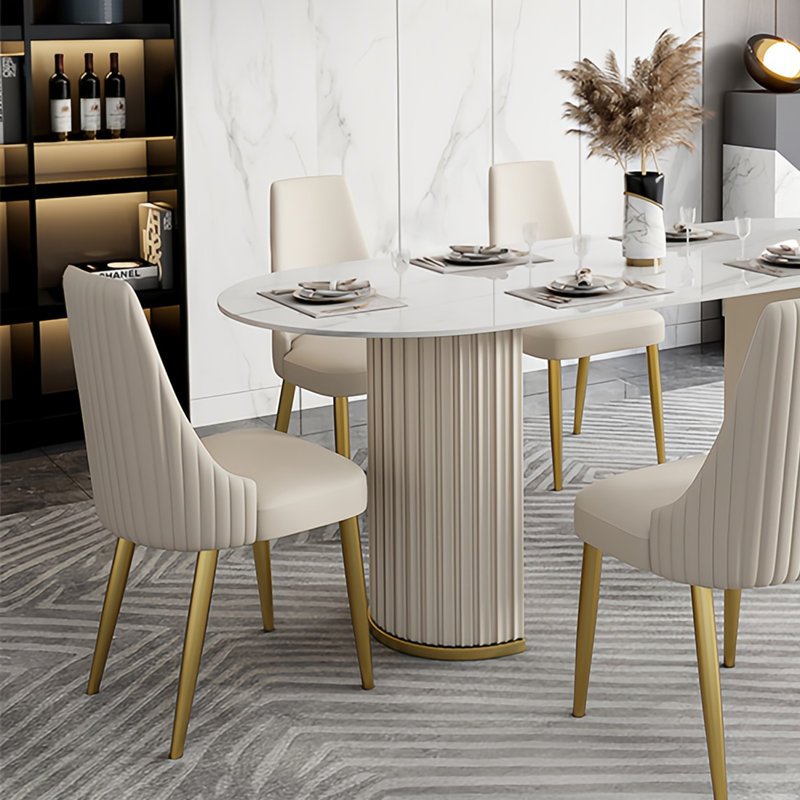 Light luxury texture dining table, 29.5"H x 55.1"L x 31.4"W