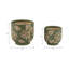 Jardinières en grès avec détails botaniques décoratifs et motif artisanal texturé - ensemble de 2