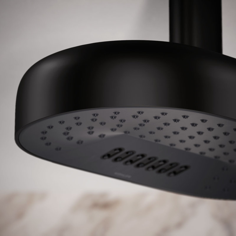 Pomme de pluie oblongue à deux fonctions de 1,75 gallon par minute avec la technologie d'induction d'air Katalyst, Noir mat
