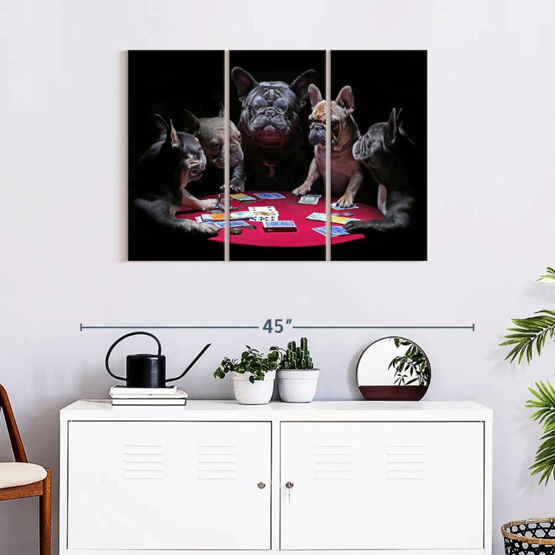 Dogs Play Poker 3 pièces, H 24 po x l 38 po x P 1,25 po
