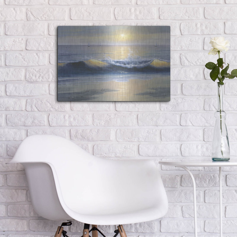 «Blue Waves» par Diane Romanello, art mural en métal, H 16 po x l 24 po