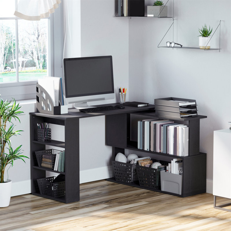 Innovative 360-Degree Rotating L-Shaped Desk With Ample Storage And Modern Design For Versatile Home Office Use.