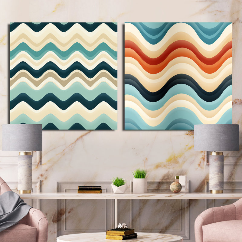Chartrand - Abstract Shapes Square Collage Set Of 2, Wrapped Canvas, 36" H x 73" W