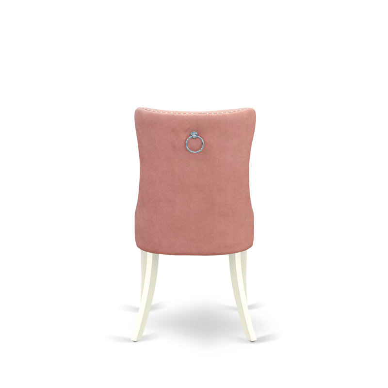 Ensemble de salle à manger 5 pièces composé d'une table de cuisine ronde avec Dropleaf et tablettes et 4 chaises, Rose/Blanc