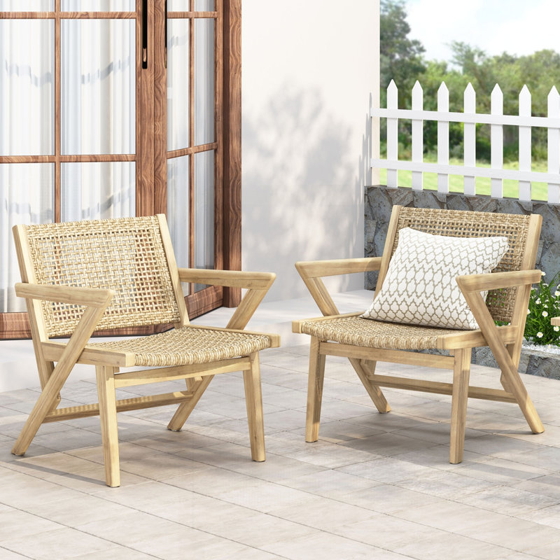 Outdoor Patio Modern Farmhouse Chair Set of 2