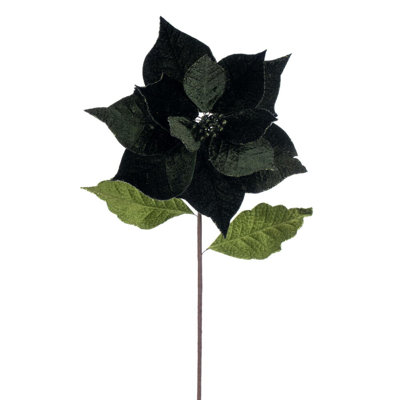 Vickerman 12" x 20" Velvet Razor Poinsettia Stem. It includes four pieces per bag.
