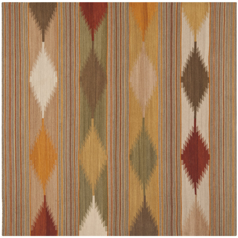 Bennett Hand Woven Wool Southwestern Rug, Square 5'