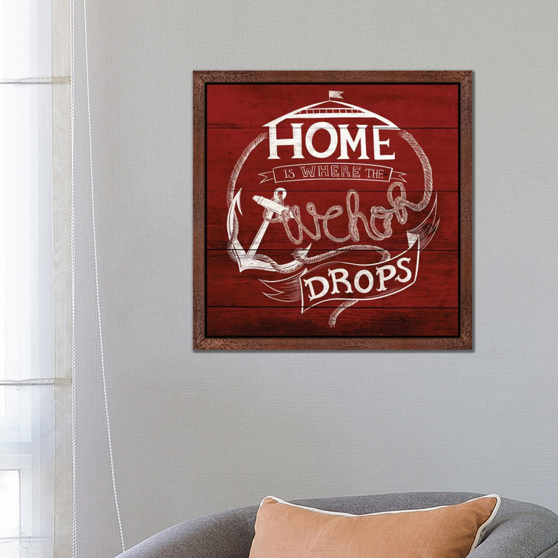 Home Is Where The Anchor Drops - Floater Frame Print on Canvas, Brown, 66.04 cm H x 66.04 cm W