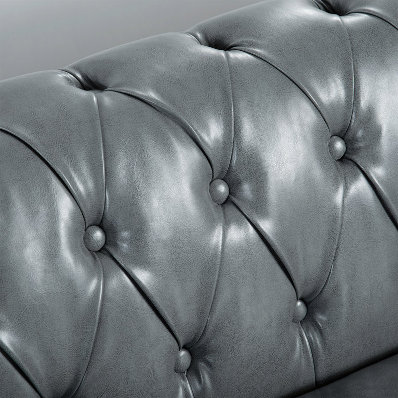 Canapé Chesterfield à accoudoirs roulés 84,65 po, Gris