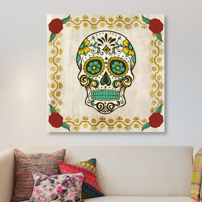 « day of the dead iv », reproduction d’impression sur toile, H 12 po x l 12 po x P 1,5 po, Toile tendue, Pas de tapis