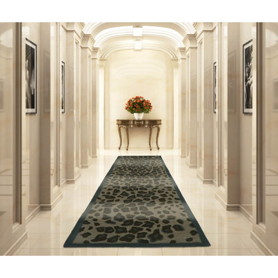 Tapis oriental multicolore en laine touffeté à la main à motif animal moderne