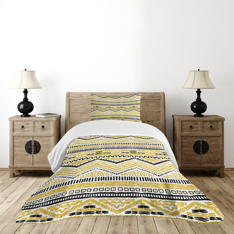 White Quilted Twin Bedspread Set with Pillow Sham
