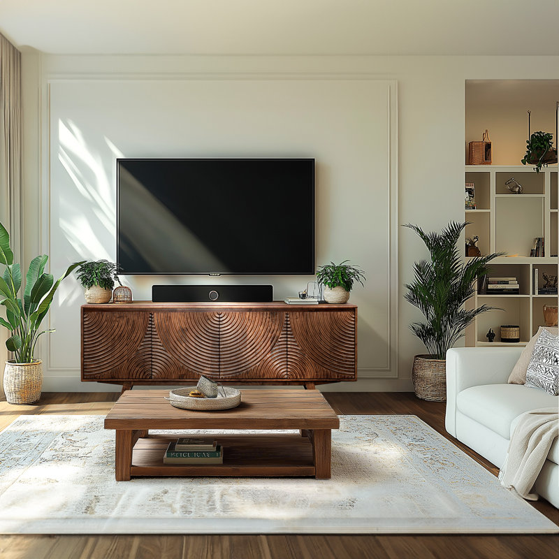 Acacia Harmony TV Stand for TVs up to 75" Media Console Entertainment Center with Storage Cabinet and Cable Management