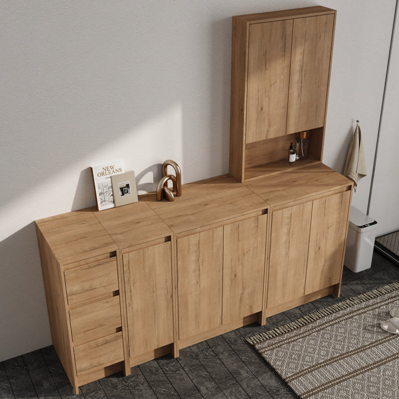 Ensemble d'armoires décoratives en bois avec portes et tiroirs Vowar