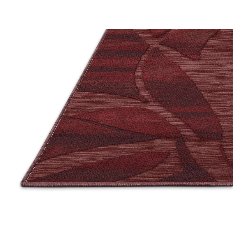 Tapis rouge abstrait lavable à la machine, Carré 8 pi