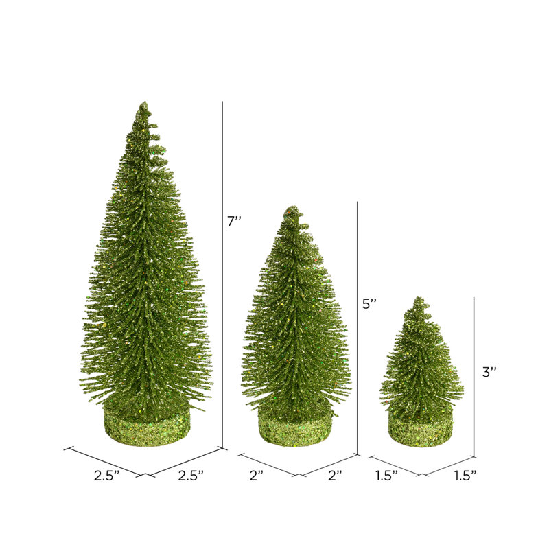 Arbre de Noël artificiel pin de 3 à 5 po à 7 po, 3 pièces