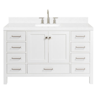 Cambridge 54.25'' Single Bathroom Vanity with Carrara Quartz Top