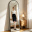 Minimalist Black 165 cm Aluminium Frame Standing Mirror, Zero-Distortion Full-Length Freestanding Mirror with Sturdy Lightweight Aluminium Frame for Daily Grooming
