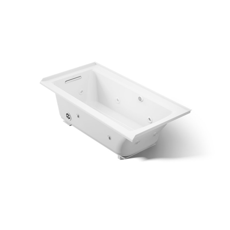Archer Alcove Whirlpool with Bask Heated Surface, Tile Flange and Left-Hand Drain, White, Left