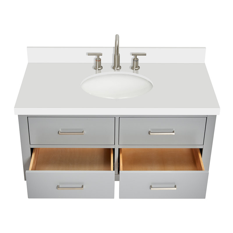 Ensemble de meuble-lavabo mural simple 43 po Macmullin, Gris, Nickel brossé