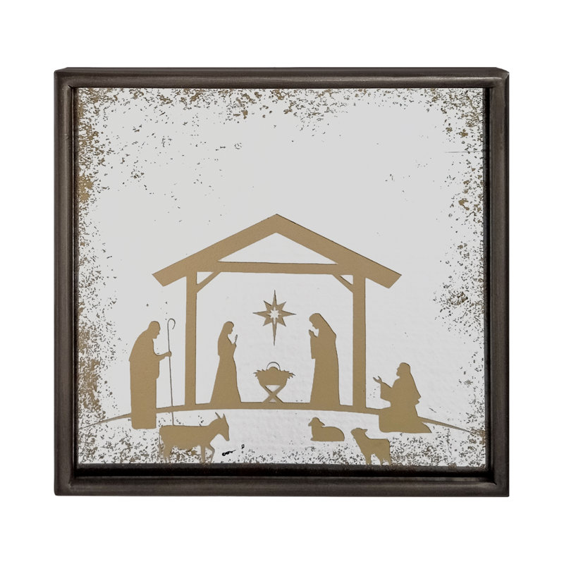 Plaque de miroir de la crèche de la Nativité 8 po