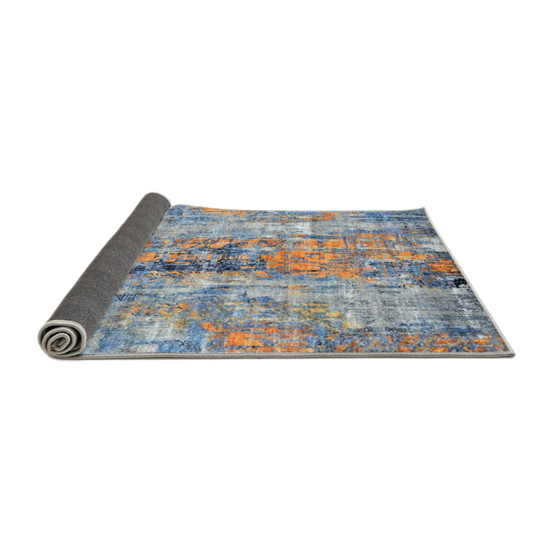 Tapis bleu / orange Bruyere, Rond 6 pi