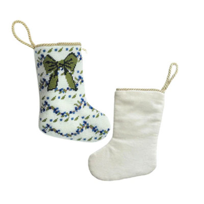 Classic Custis Bow Needlepoint Stocking, Large