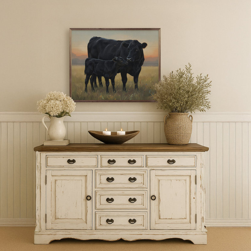 Beef Cow And Baby Standing, 24" H x 30" W