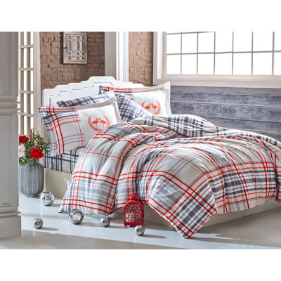 Cotton Plaid Duvet Cover Set