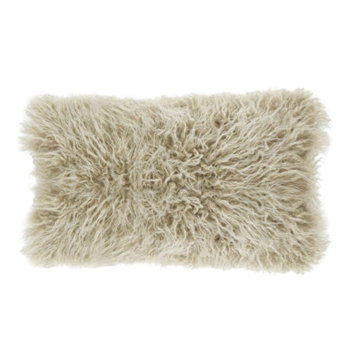 Solid Colour Faux Fur Throw Pillow