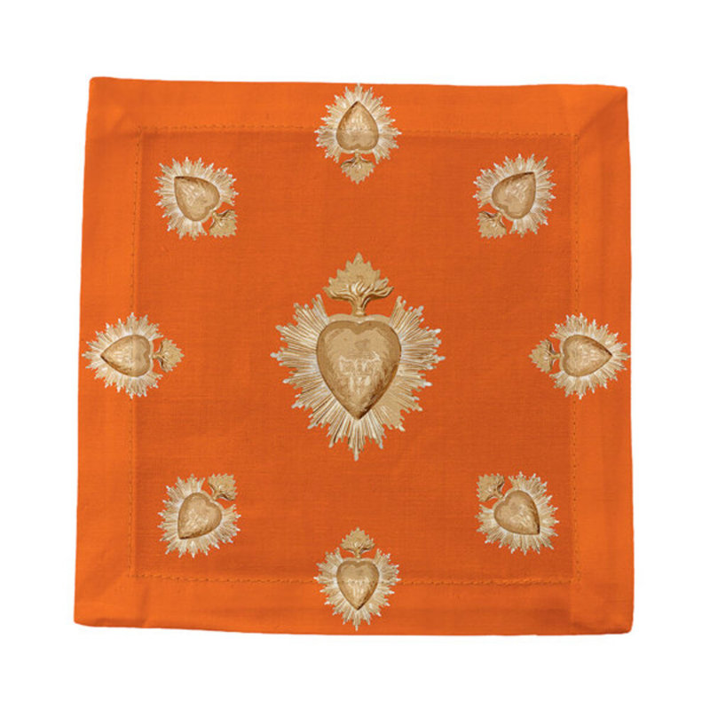 Ex Vote Cotton Sateen Cocktail Napkins, Orange