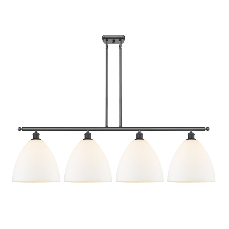 Luminaire suspendu linéaire à 4 lumières pour îlot de cuisine Allure, Blanc mat, DEL, Noir mat