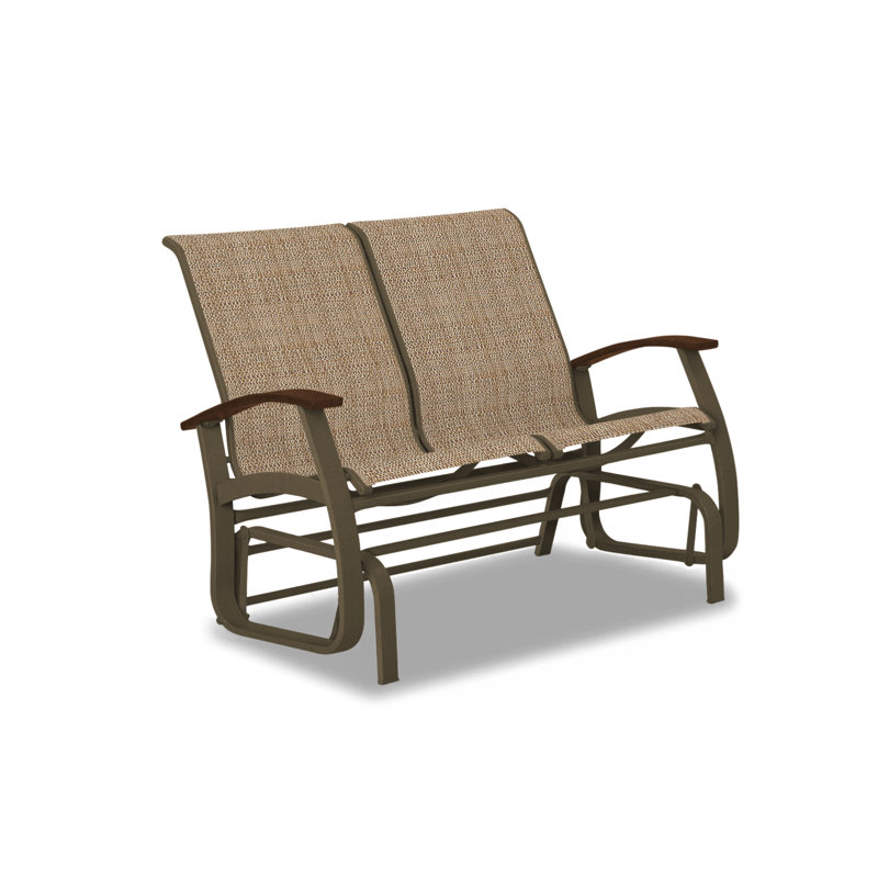 Belle Isle Outdoor Glider, Textured Beachwood, Kona P10, Aqua