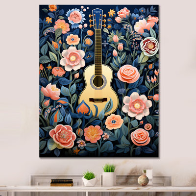 «Pink Floral Harmony» - art mural musique