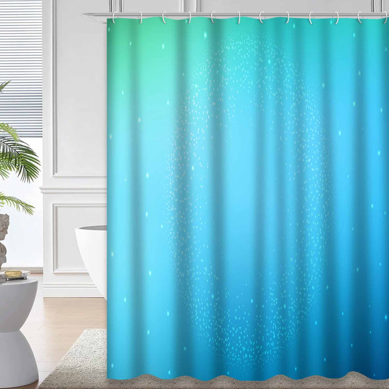 Rideau de douche bleu clair et vert clair avec 12 crochets, L 72 po x l 78 po