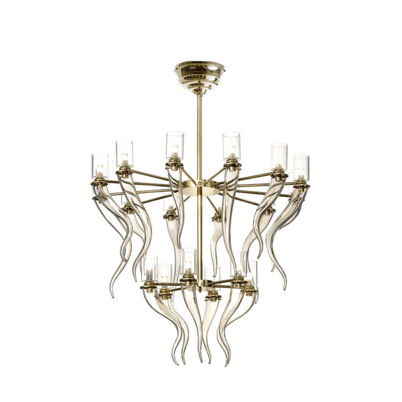 Lustre classique clair avec accents en verre Light Jazariah, miel vénitien Kaplan, 62" Width x 47" Depth x 97" Height