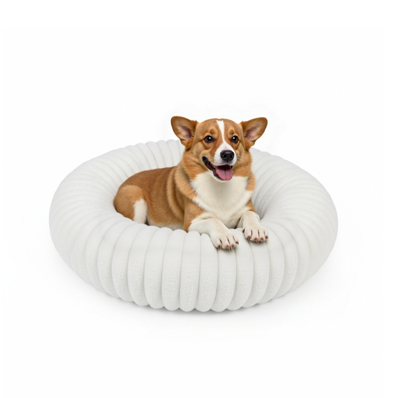 Lit pour chien Calming Donut, Moyen (H 7 po x l 30 po x P 30 po), Blanc