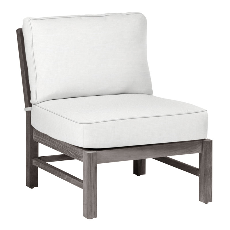 Club Teak Sectional Slipper Chair - Oyster, Oyster Teak, Welt, Bali Pearl