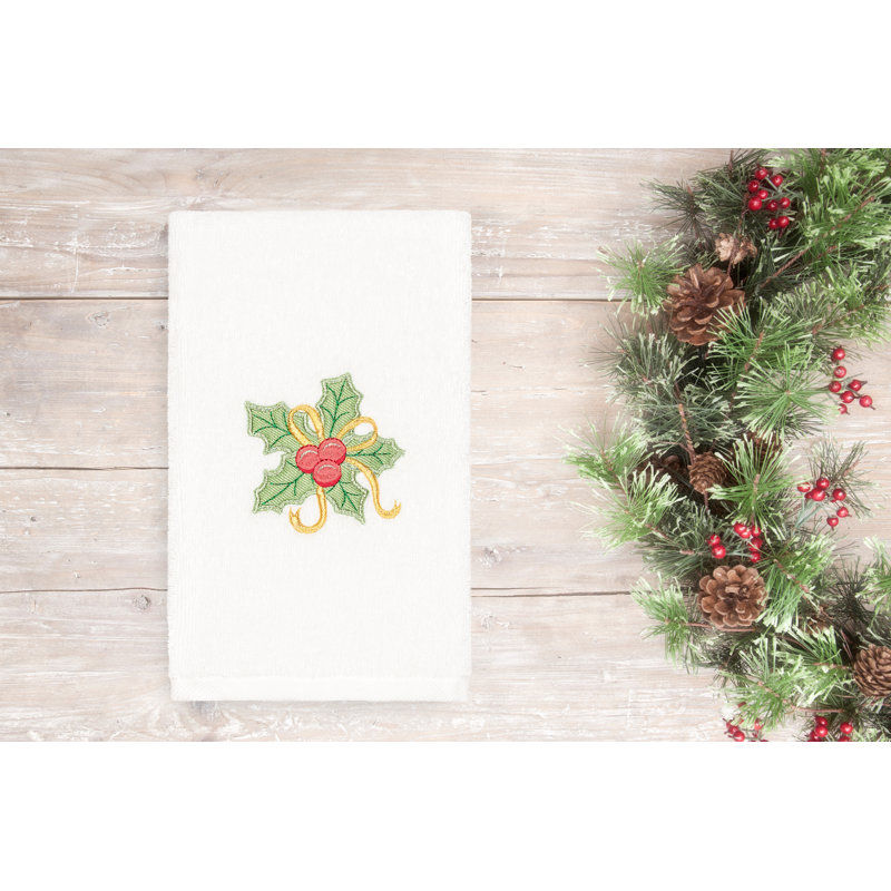 Débarbouillette de Noël brodée de Noël 100% coton, Blanc