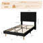 Structure de lit simple avec tête de lit réglable, structure de lit plateforme simple en velours, capitonnage à rainures verticales, lattes de bois robustes, aucun sommier requis, assemblage facile, noir-118103173-118103174