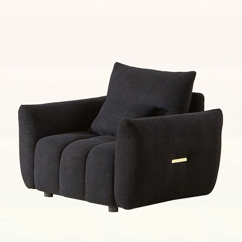 Square Arms Sofa, Black Teddy, 34.5" H x 36.8" W x 31" D