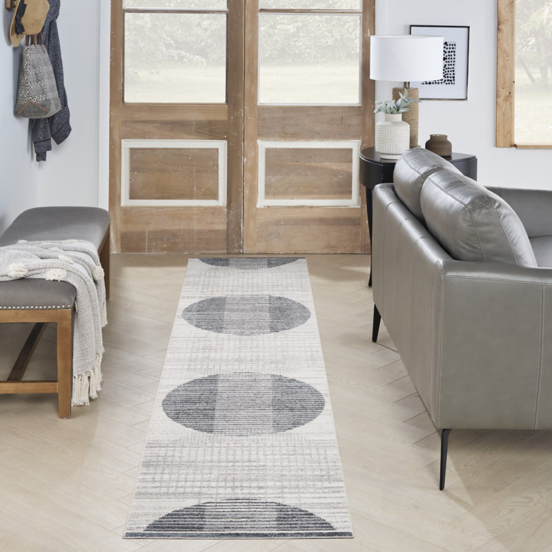Tapis géométrique ivoire Aulika, Tapis de couloir 2 pi x 6 pi