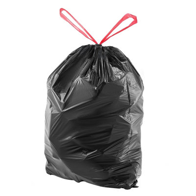 30-Gallon Drawstring Trash Bags, 50-Count Tall Kitchen Garbage Bags, Extra Thick 0.98 Mil Plastic Waste Bags for Home, Office, and RV (Black)