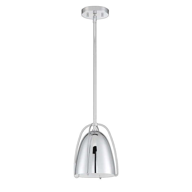 Luminaire suspendu en laiton 1 lumière, H 49 po x l 8 po x P 8 po, Chrome, Chrome