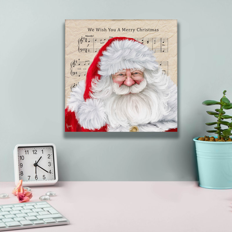 «We Wish You A Merry Christmas» par Ashley Bradley, art mural sur toile, H 12 po x l 12 po
